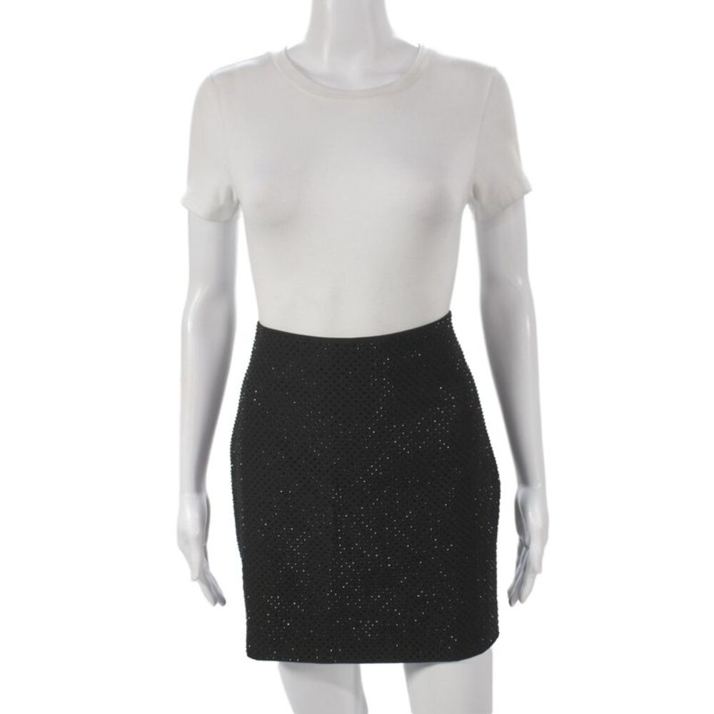 Generation Love Womens Black Pencil Skirt Zip Sparkly 95% Polyester Size 4